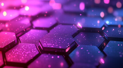 Abstract Hexagon Pattern with Glowing Lights and Gradient Colors