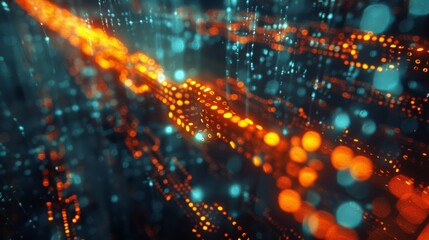 Obraz premium Digital blockchain technology background featuring a secure chain of interconnected data blocks