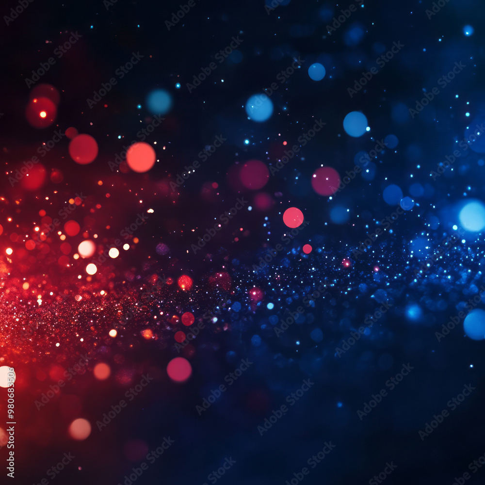 Canvas Prints abstract red white and blue background with bokeh lights, red blue sparkle on dark background --v 6.