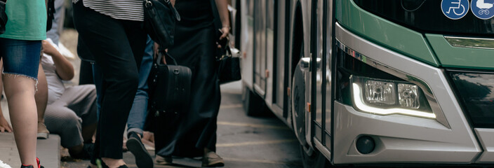 People using transport, Bus as a means of transport. bus stop © Daniel