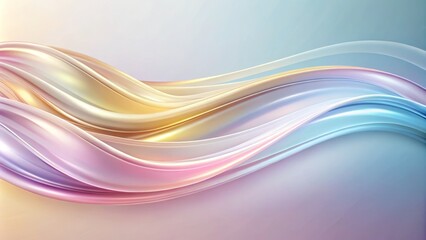 Elegant fluid swoosh design features graceful flowing curves, soft pastel hues blending together in a soothing harmony,