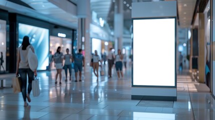 3D rendering of an empty billboard in a shopping mall
