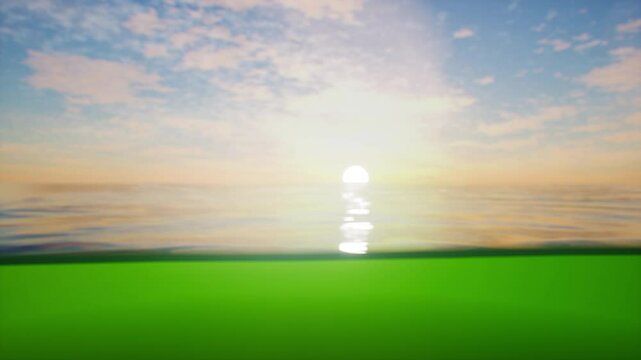 A breathtaking sunset over the ocean, captured in a vibrant painting