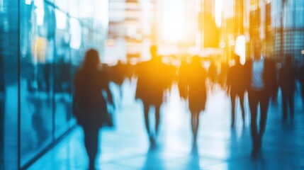 Dynamic Scene of Blurred People Walking in a Modern City That Represents Urban Life and Movement