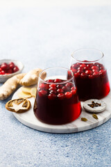 Traditional homemade mulled wine with cranberry