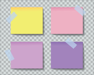 Realistic yellow sticky notes isolated with real shadow on white background