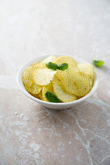 Potato chips in a bowl
