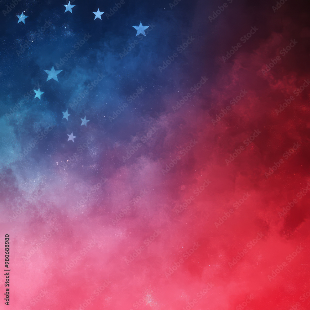 Canvas Prints smokey usa background with stars and red and blue gradient with copy space