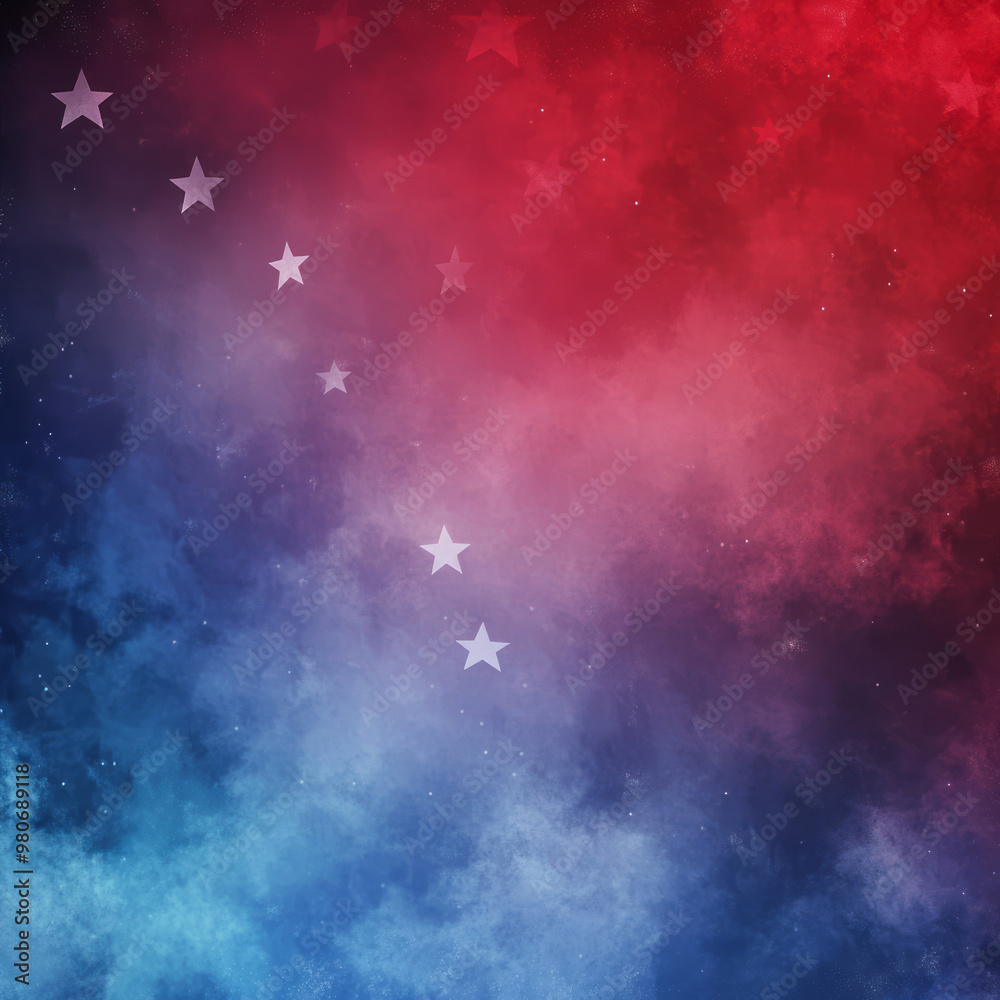 Canvas Prints smokey usa background with stars and red and blue gradient with copy space