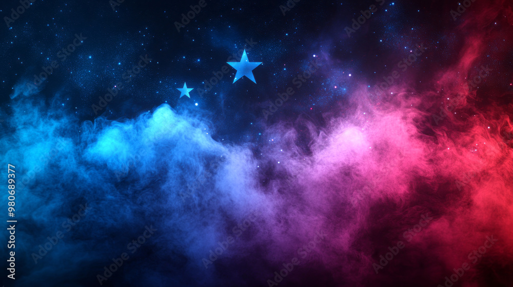 Canvas Prints smokey usa background with stars and red and blue gradient with copy space