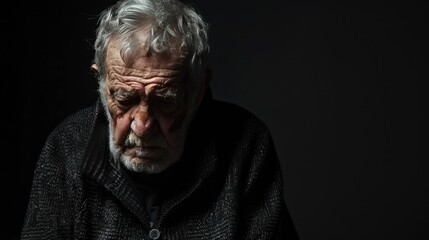 Fototapeta premium Upset Man on black background.