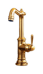 Elegant Modern Gold Faucet Isolated on Transparent Background