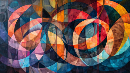Fototapeta premium Abstract Watercolor Artwork With Intertwined Shapes