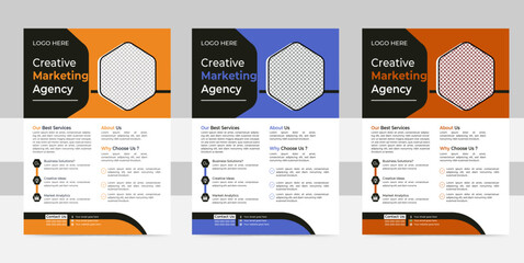 a bundle of 3 templates of different colors a4 flyer template, modern business flyer template, geometric business flyer and creative design , editable vector template design.