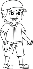 Baseball Player Isolated Coloring Page for Kids