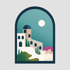 House on a hill in Greece with sea view.