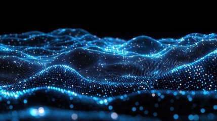 3D rendering technology background abstract wave curve particle art illustration