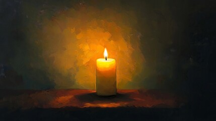 Glowing Candlelight Oil Painting on Canvas