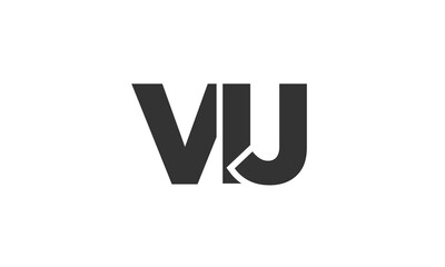 VIJ logo design template with strong and modern bold text. Initial based vector logotype featuring simple and minimal typography. Trendy company identity.