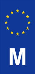 Maltese Euroband with National Symbol: Blue Background Representing European Union and Maltese Identity for Vehicle Registration.