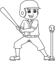 Baseball Player Training Isolated Coloring Page 