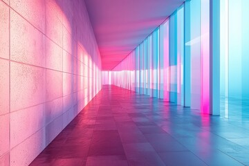 Vibrant colorful tunnel with neon lights