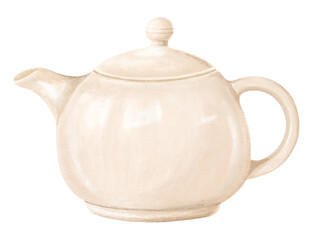 Beige teapot png sticker, transparent background