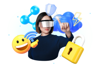 AI data technology png, 3D collage remix, transparent background