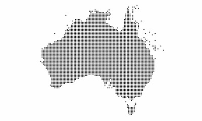 Australia dotted map with grunge texture in dot style. Abstract vector illustration of a country map with halftone effect for infographic. 