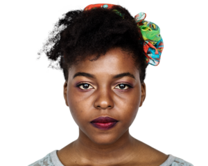 African young woman png transparent, beautiful face portrait