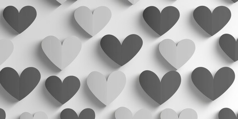 Fototapeta premium Gray and white paper heart pattern.