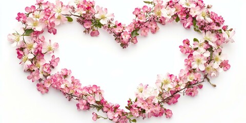 Pink flowers arranged in a heart shape.