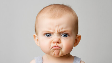 portrait serious stern baby