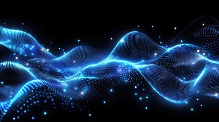 Obraz premium 3D rendering technology background abstract wave curve particle art illustration