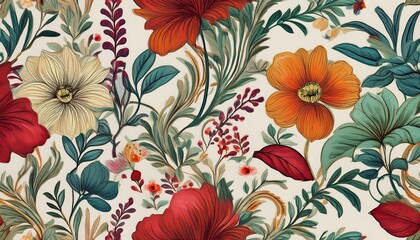 abstract background with seamless floral pattern with flowers