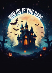 Halloween Invitation Template 5x7 inches add our own text to customize. 