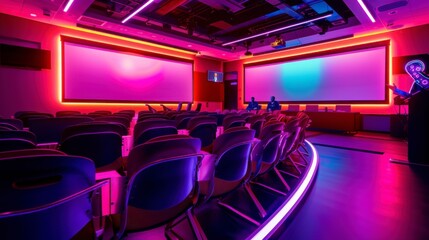 Cutting-Edge Technology Conference with AI Experts Presenting Ideas