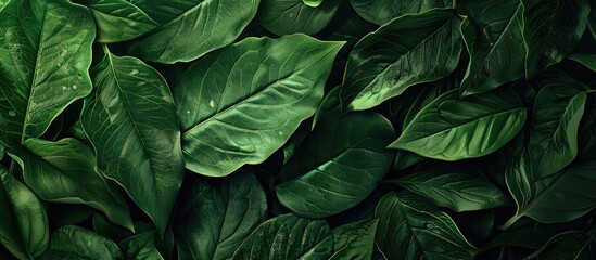 Creative layout design featuring a textured nature background composed of abstract green leaves with copy space image