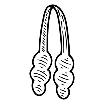 recommend clip art: Cooking tongs hand drawn doodle. Food transfer device, steak flipping, salad mixing. Tableware. Kitchen utensils. Household appliance. Vector sketch line art illustration.