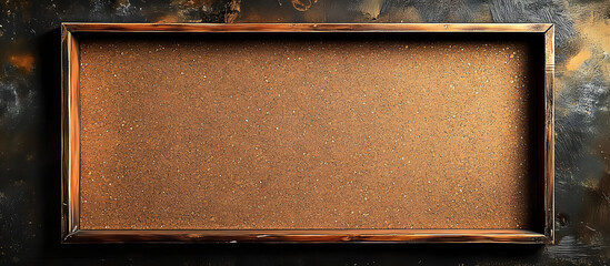 Vintage cork board with a brown paint covering An empty bulletin board with ample space for images