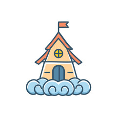 Whimsical Cloud House icon vector art illustration design. Icon concept design.