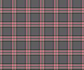 Obraz premium Plaid fabric pattern, grey, black, white, red, seamless for textile and design clothes skirt pants apron tablecloth blanket or decoration. Vector illustration.