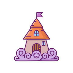 Whimsical Cloud House icon vector art illustration design. Icon concept design.