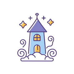 Obraz premium Whimsical Cloud House icon vector art illustration design. Icon concept design.