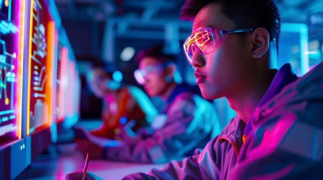 Futuristic High-Tech Incubator Innovative Projects and Collaborative Spaces