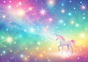 A pastel rainbow unicorn background including sparkling stars. A hazy, pink fantasy sky. Charming holographic area. Fairy iridescent gradient backdrop Backgrounds..