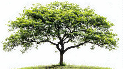Fototapeta premium A Lush Green Tree with Spreading Branches Standing Tall Against a Transparent Background