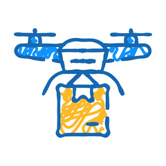 drone delivering doodle icon sketch vector. drone delivering sign. isolated symbol illustration