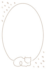 Cat frame png, line art animal illustration, transparent background