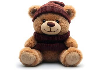 a teddy bear wearing a scarf and a hat
